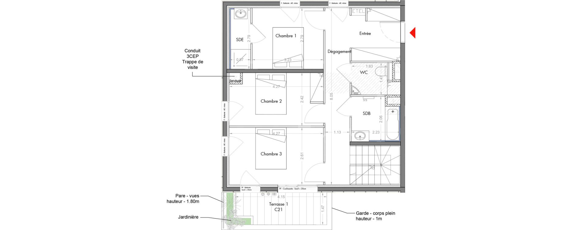 Duplex T4 de 93,20 m2 &agrave; Sceaux Musiciens - roosevelt