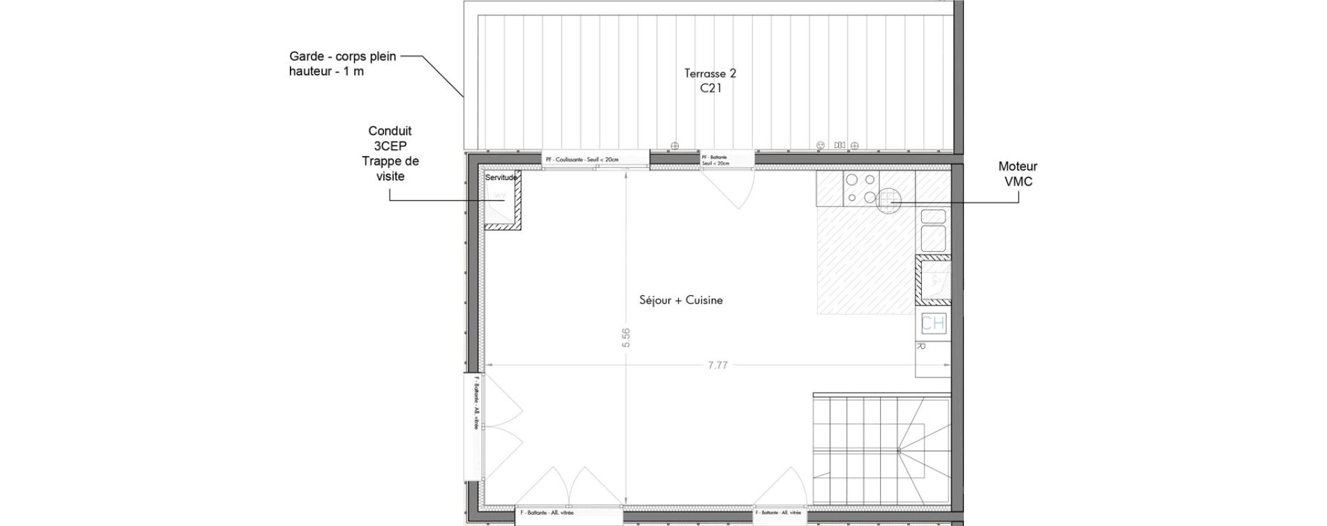 Duplex T4 de 93,20 m2 &agrave; Sceaux Musiciens - roosevelt