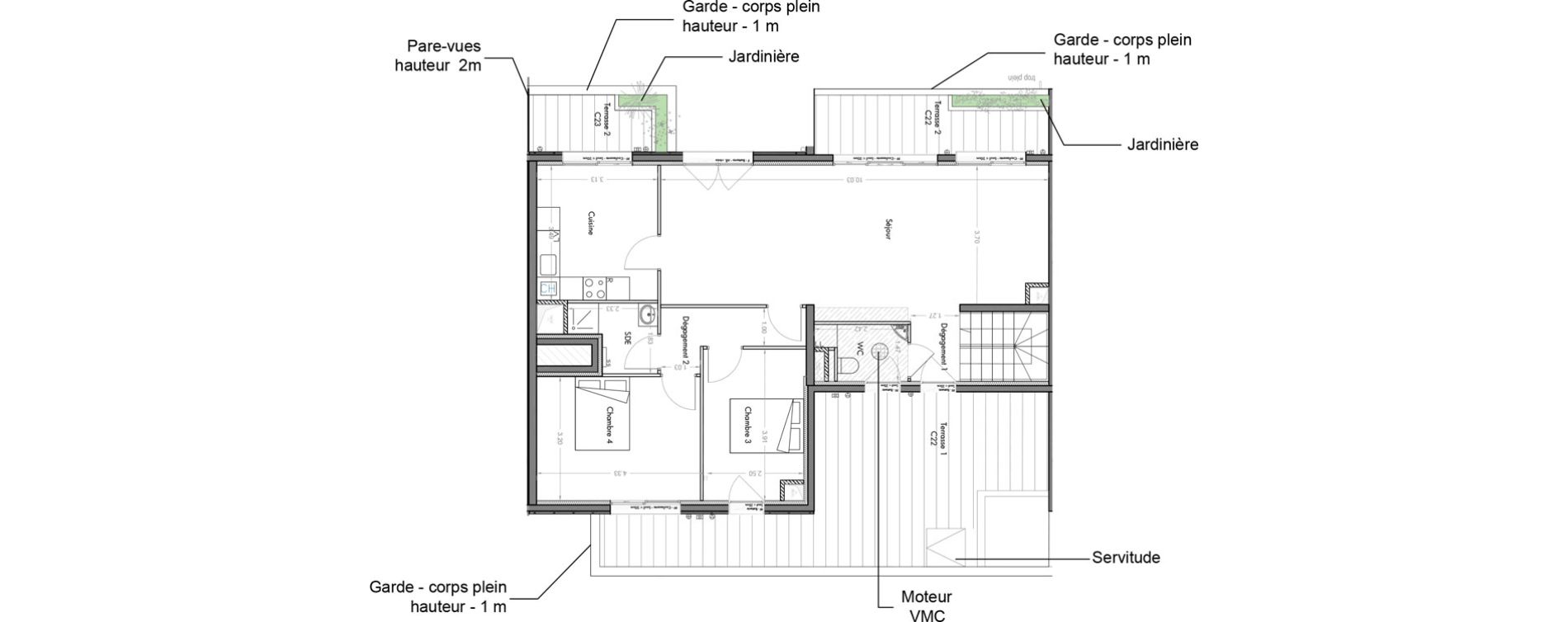 Duplex T5 de 123,26 m2 &agrave; Sceaux Musiciens - roosevelt