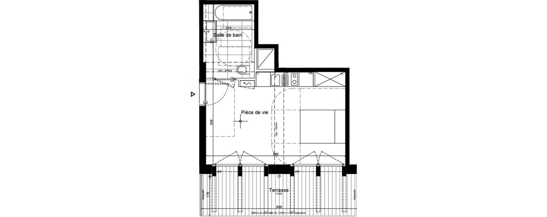 Appartement T1 de 28,30 m2 &agrave; Sceaux Musiciens - roosevelt