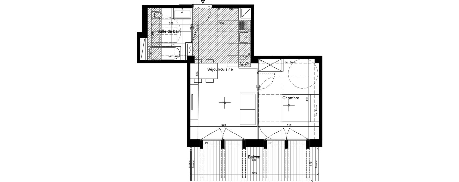 Appartement T2 de 39,40 m2 &agrave; Sceaux Musiciens - roosevelt