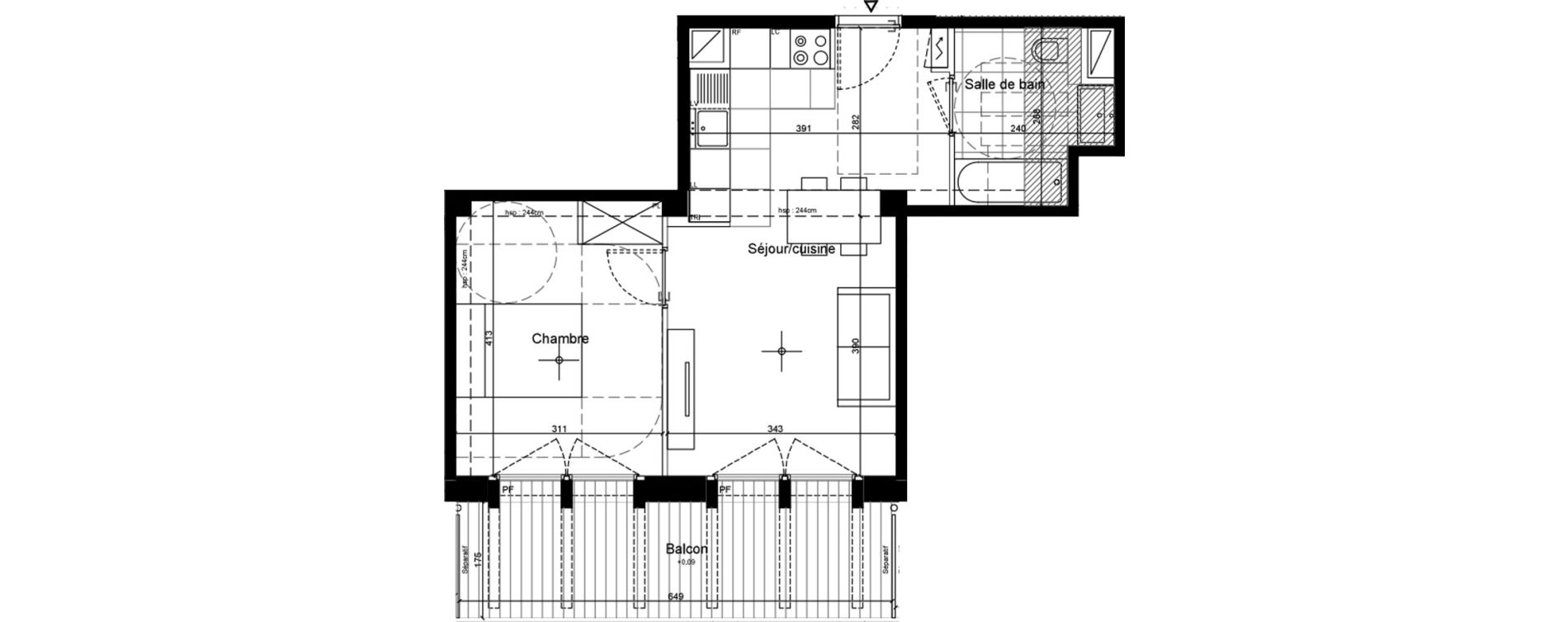 Appartement T2 de 41,50 m2 &agrave; Sceaux Musiciens - roosevelt