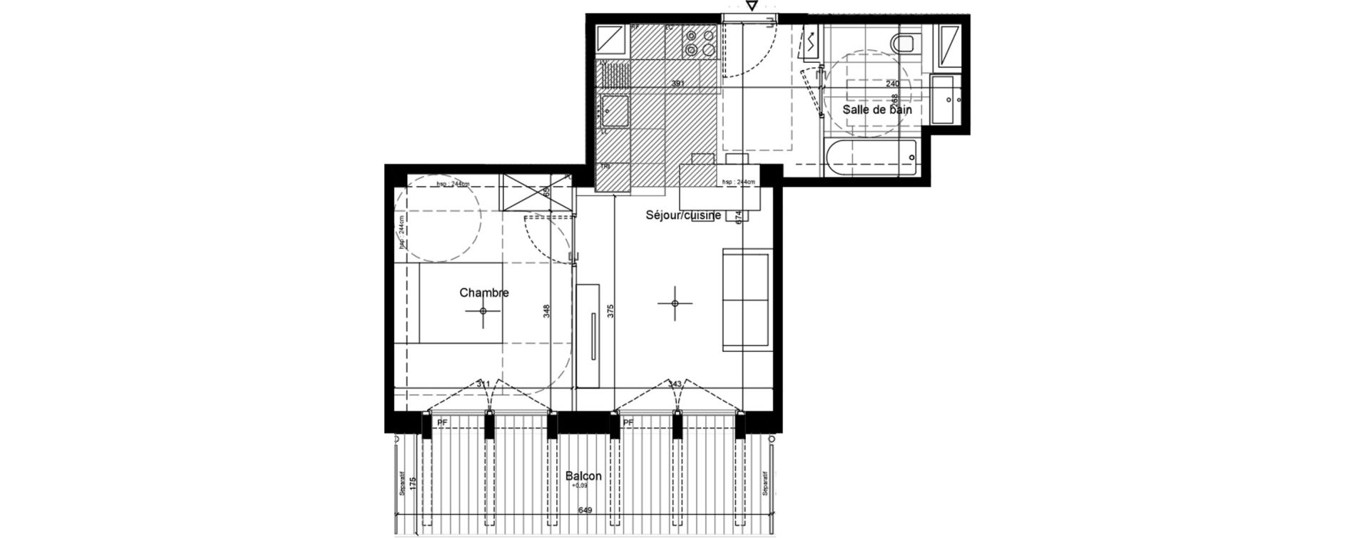 Appartement T2 de 41,50 m2 &agrave; Sceaux Musiciens - roosevelt