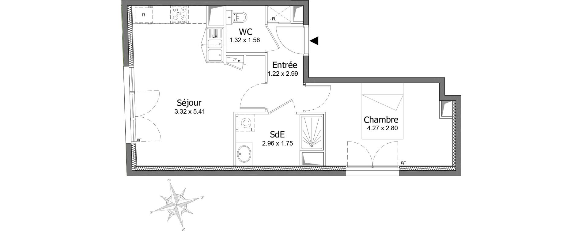 Appartement T2 de 42,05 m2 &agrave; Sceaux Centre