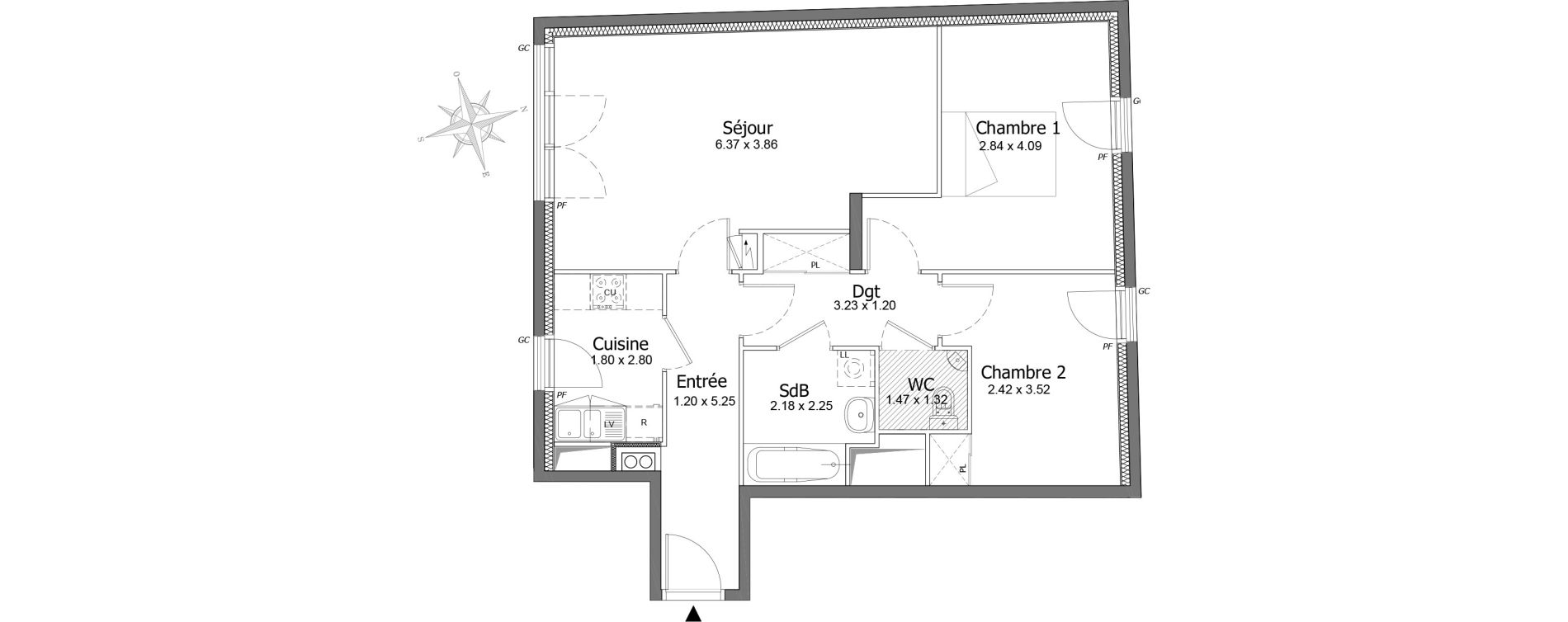 Appartement T3 de 67,29 m2 &agrave; Sceaux Centre