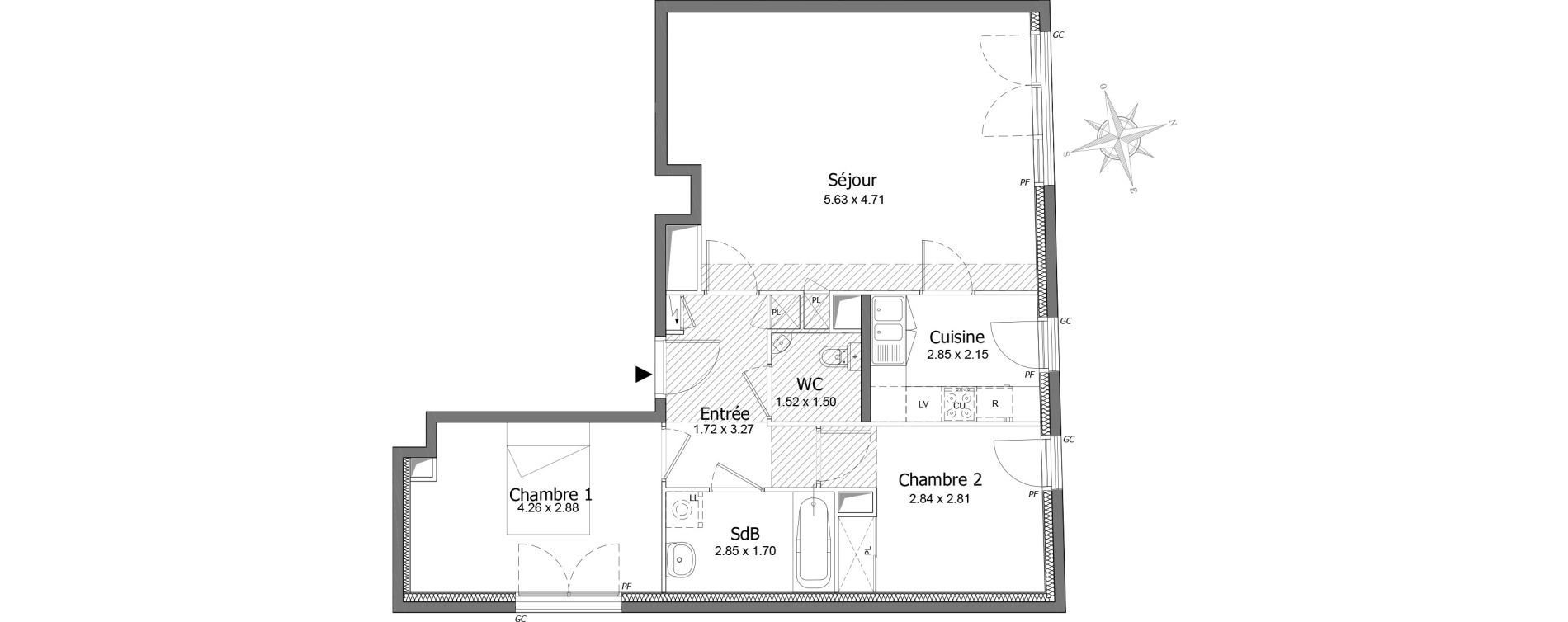 Appartement T3 de 69,68 m2 &agrave; Sceaux Centre