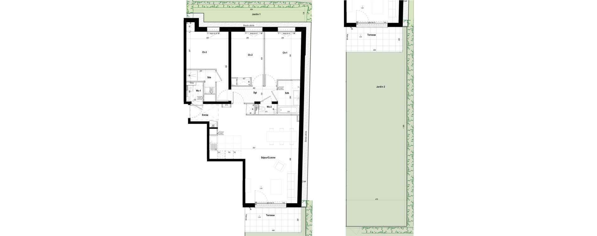 Appartement T4 de 94,18 m2 &agrave; S&egrave;vres Bruy&egrave;res - postillons - jaur&egrave;s - val allard