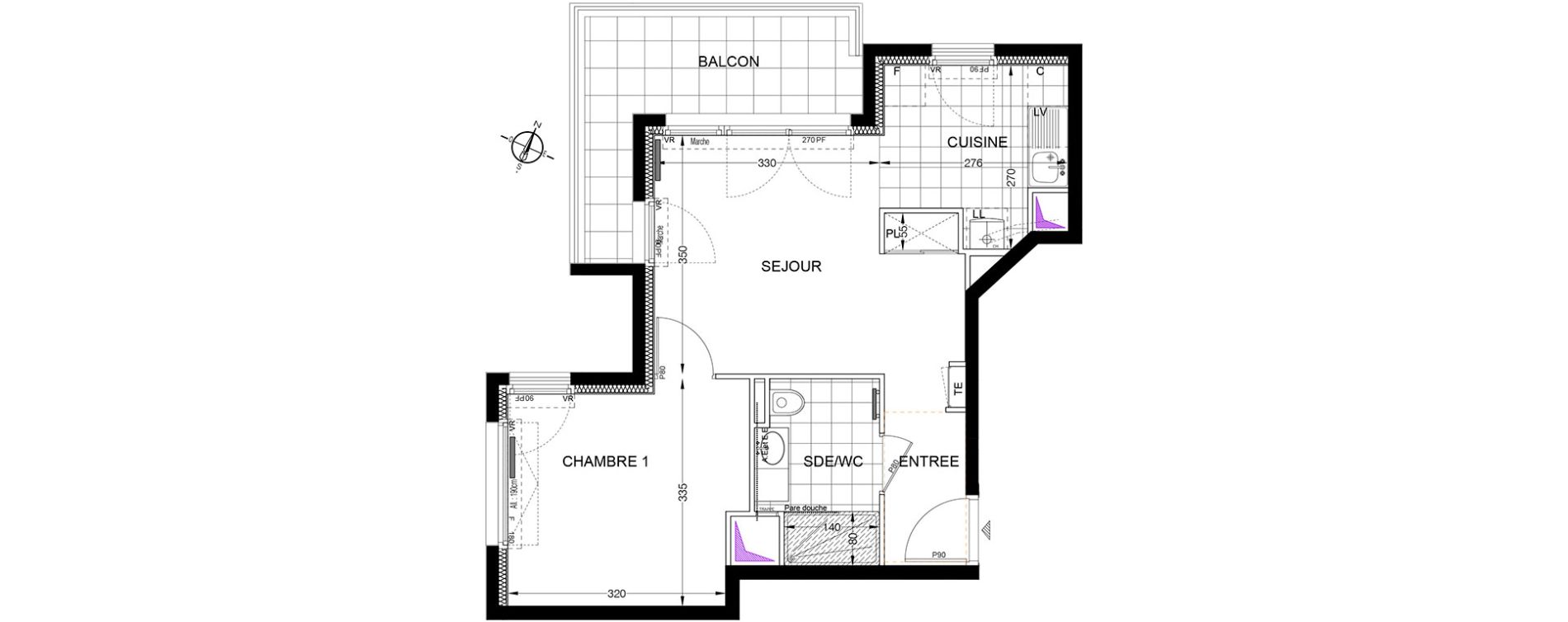 Appartement T2 de 39,15 m2 &agrave; S&egrave;vres Centre