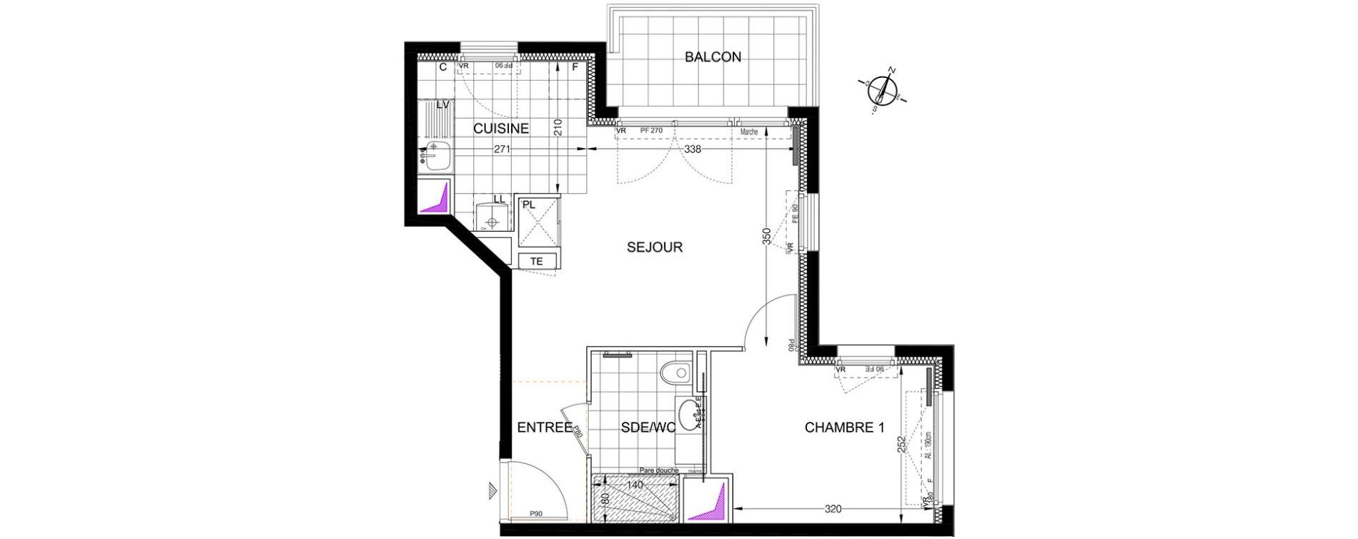 Appartement T2 de 37,29 m2 &agrave; S&egrave;vres Centre