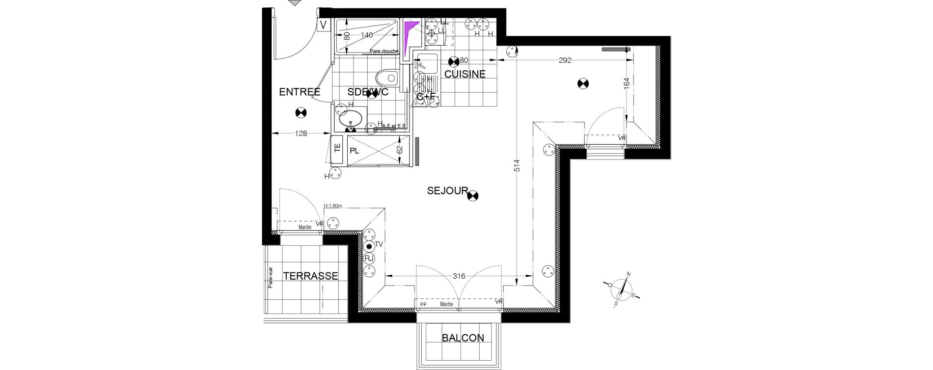 Appartement T1 de 31,69 m2 &agrave; S&egrave;vres Centre
