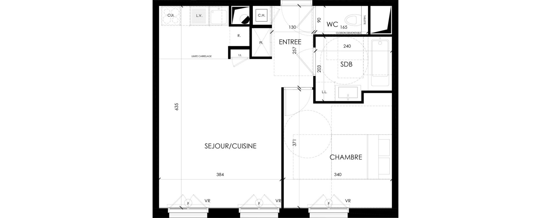 Appartement T2 de 43,57 m2 &agrave; S&egrave;vres Bruy&egrave;res - postillons - jaur&egrave;s - val allard