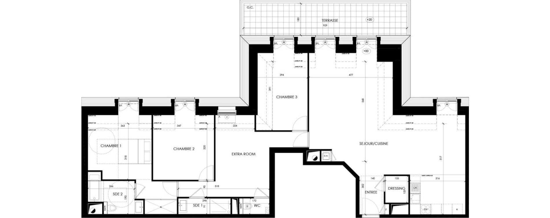 Appartement T5 de 115,53 m2 &agrave; S&egrave;vres Bruy&egrave;res - postillons - jaur&egrave;s - val allard