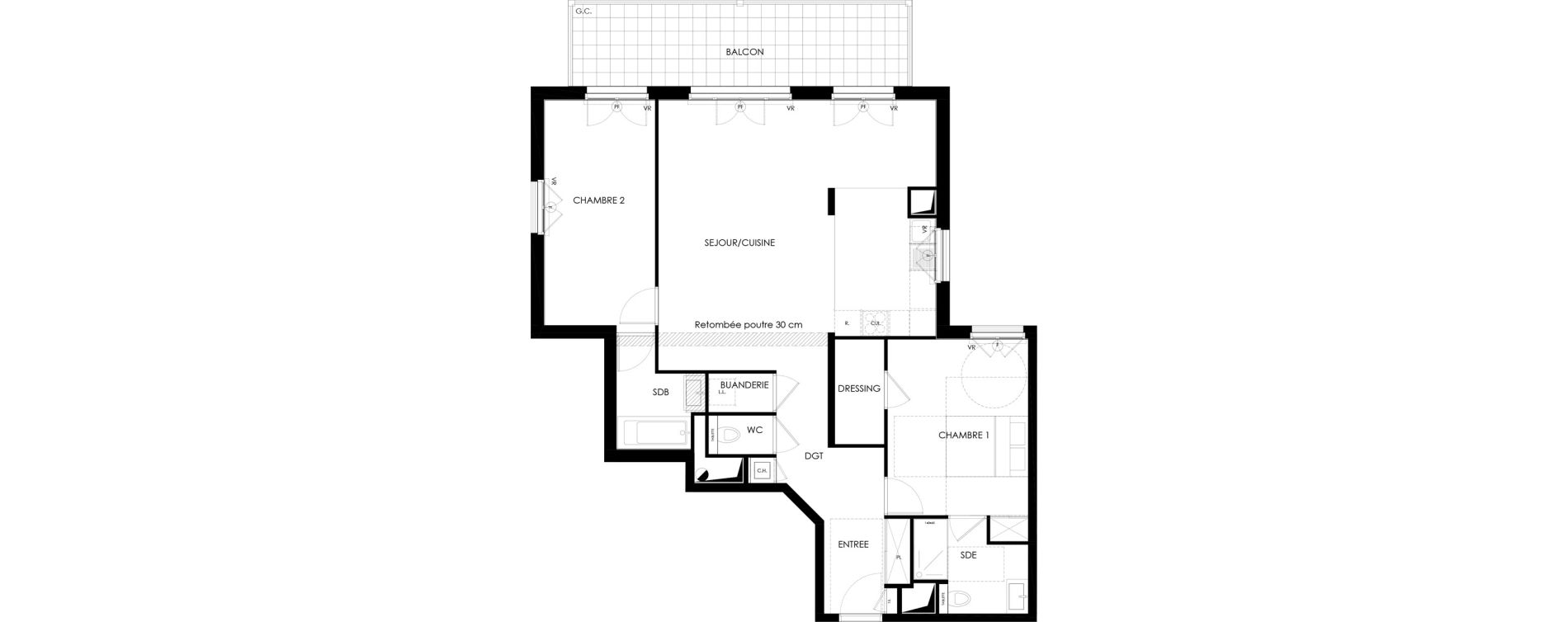 Appartement T3 de 88,95 m2 &agrave; S&egrave;vres Bruy&egrave;res - postillons - jaur&egrave;s - val allard