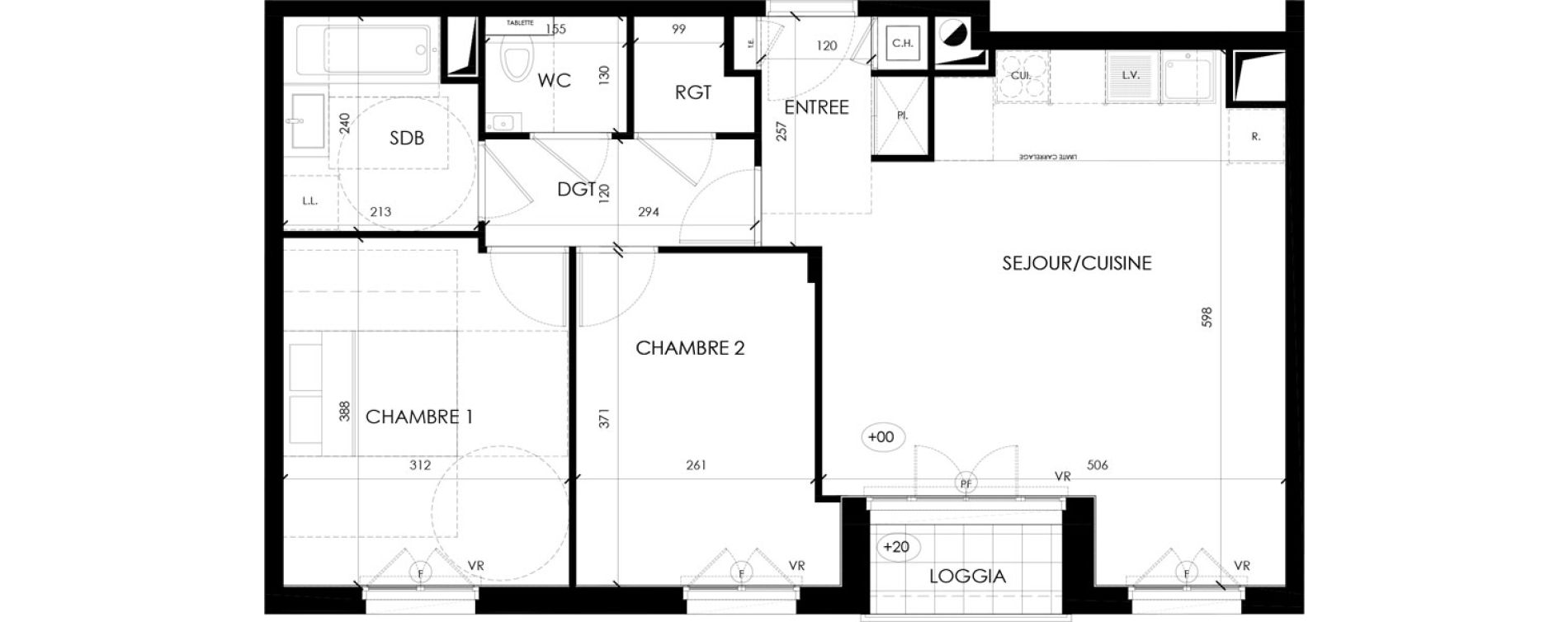 Appartement T3 de 61,92 m2 &agrave; S&egrave;vres Bruy&egrave;res - postillons - jaur&egrave;s - val allard