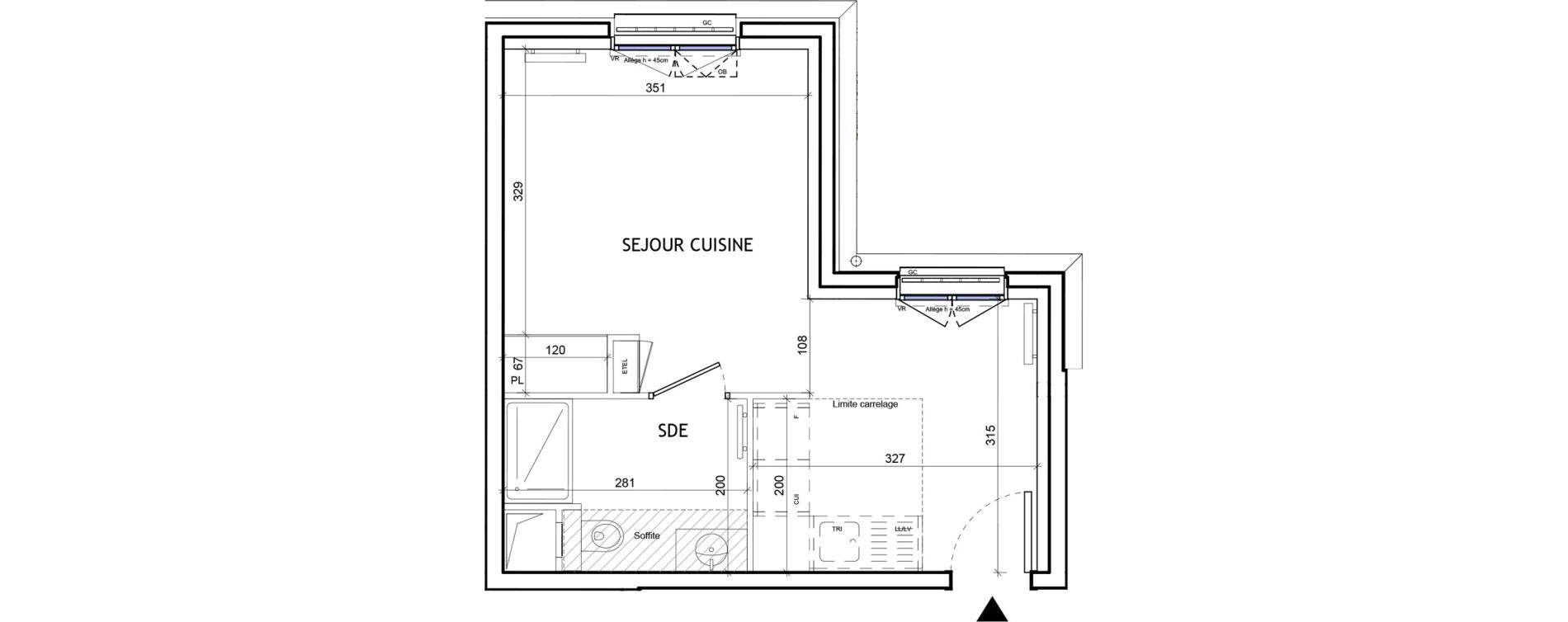 Appartement T1 de 28,31 m2 &agrave; Suresnes Republique