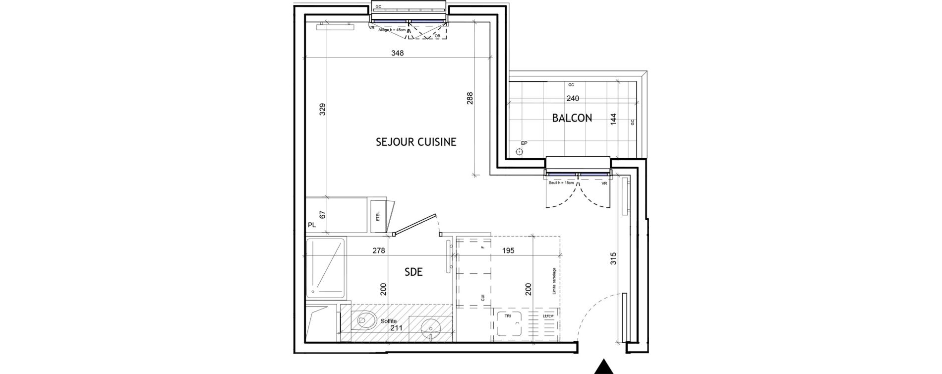 Appartement T1 de 28,14 m2 &agrave; Suresnes Republique