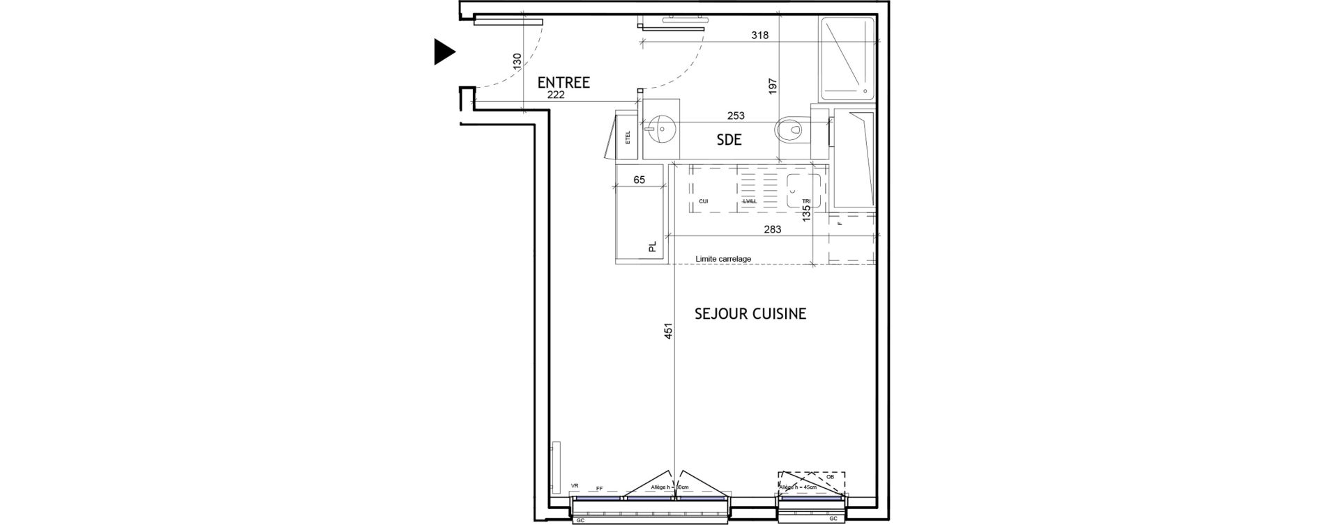 Appartement T1 de 28,80 m2 &agrave; Suresnes Republique