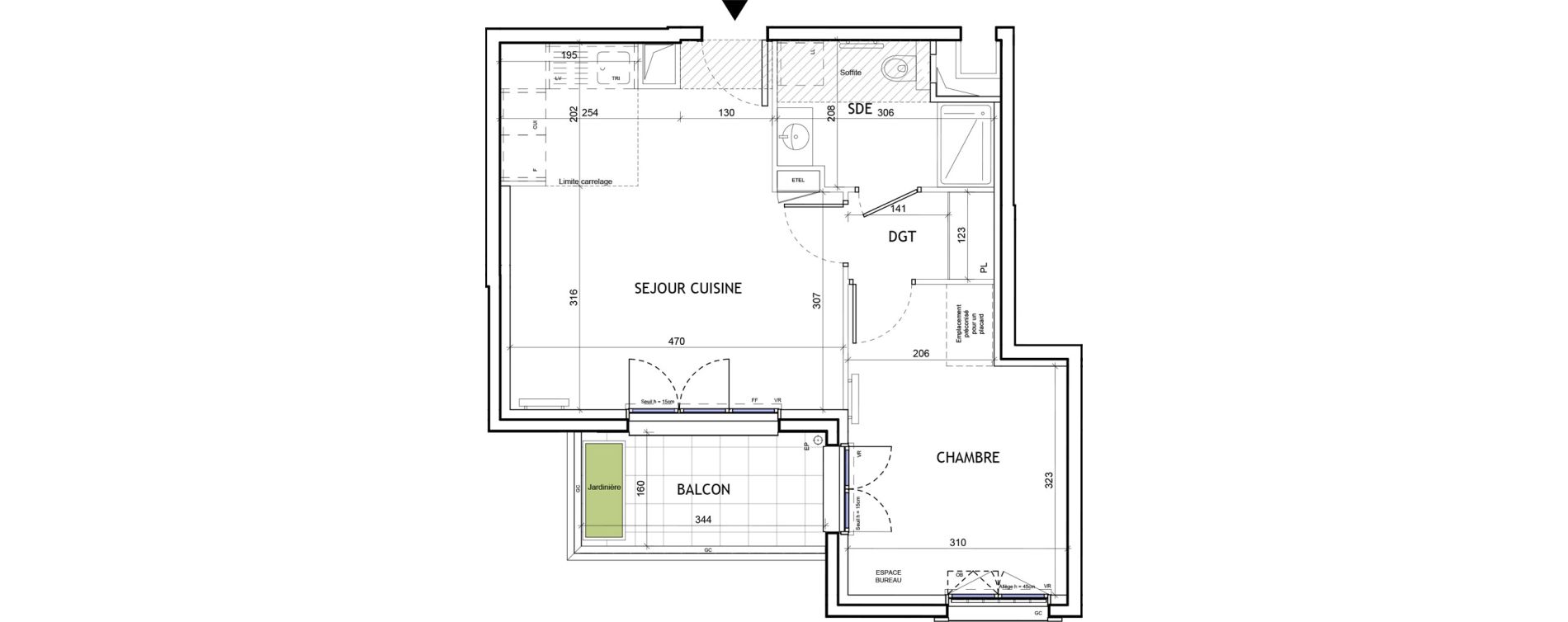 Appartement T2 de 42,44 m2 &agrave; Suresnes Republique