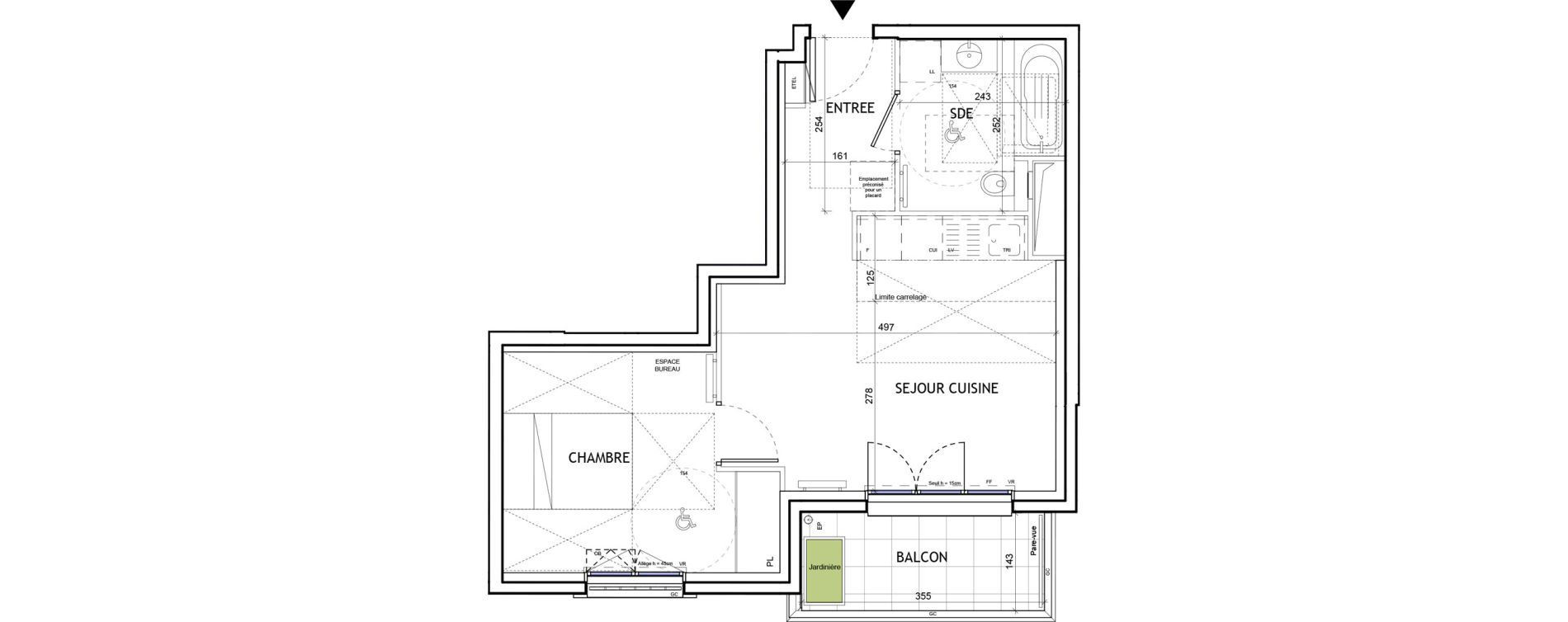 Appartement T2 de 39,07 m2 &agrave; Suresnes Republique