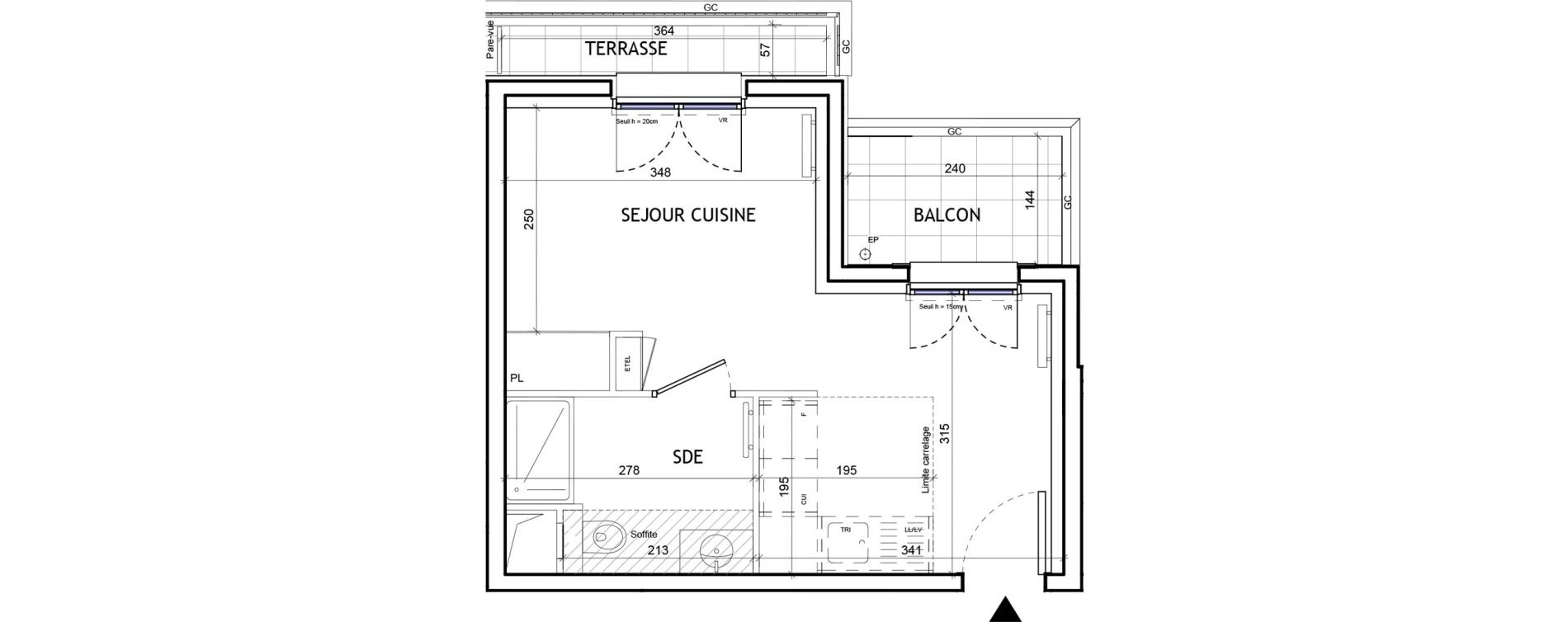 Appartement T1 de 25,40 m2 &agrave; Suresnes Republique