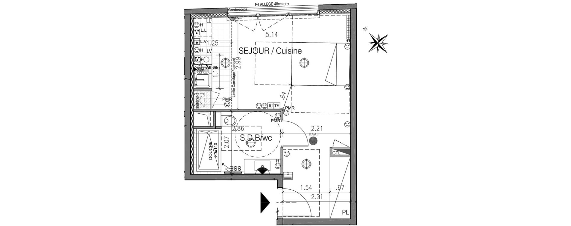 Appartement T1 de 29,00 m2 &agrave; Suresnes Centre