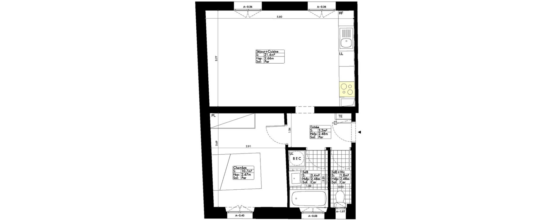 Appartement T2 de 40,50 m2 à Suresnes Centre