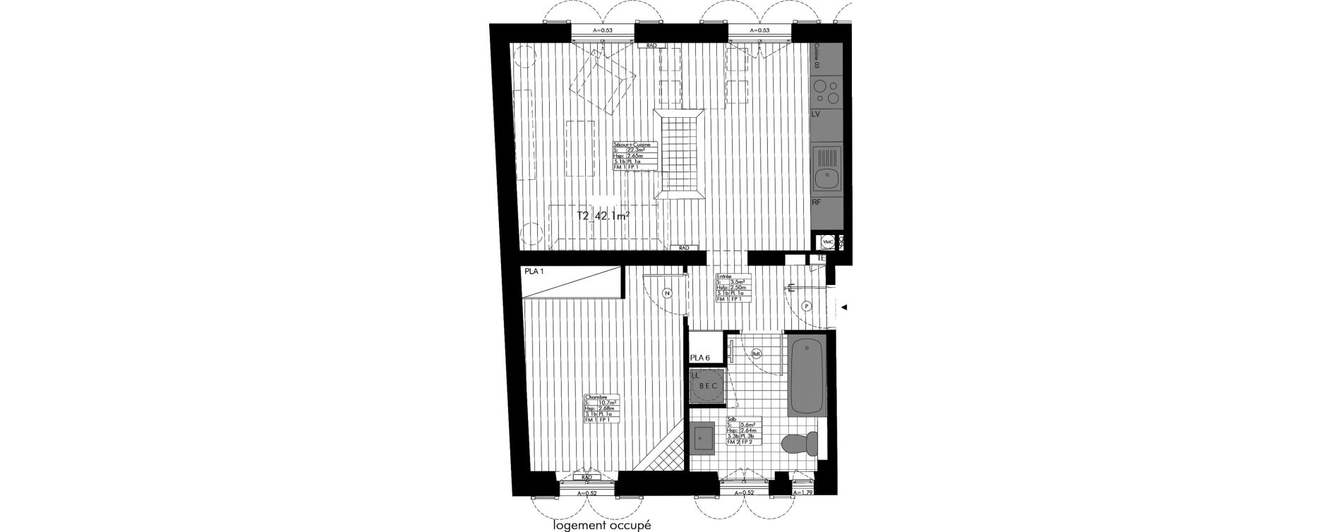 Appartement T2 de 42,10 m2 &agrave; Suresnes Centre
