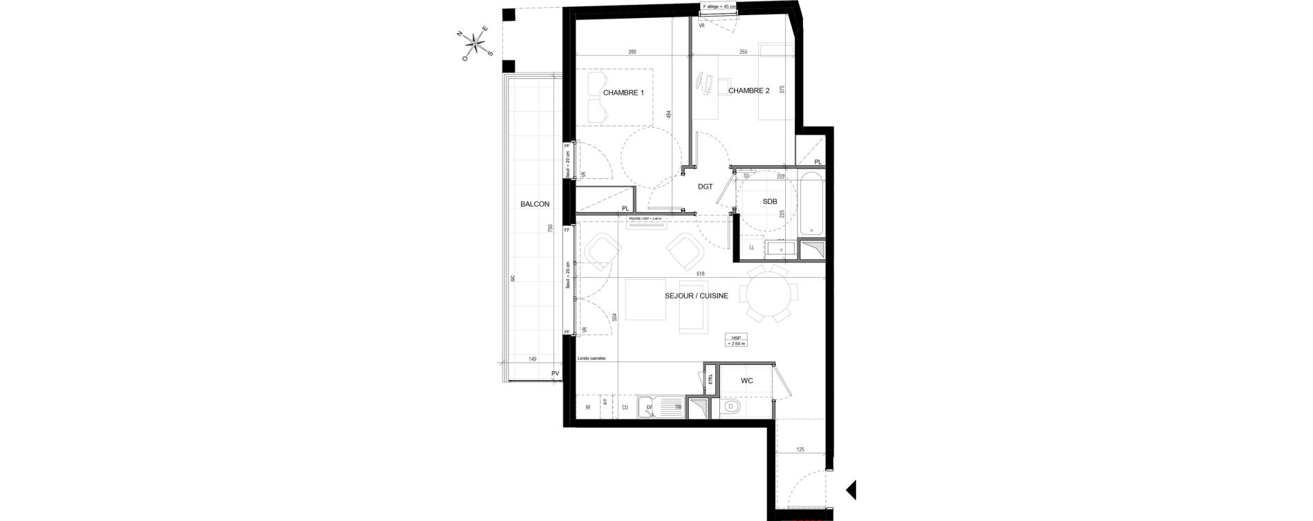 Appartement T3 de 59,38 m2 &agrave; Vanves Centre