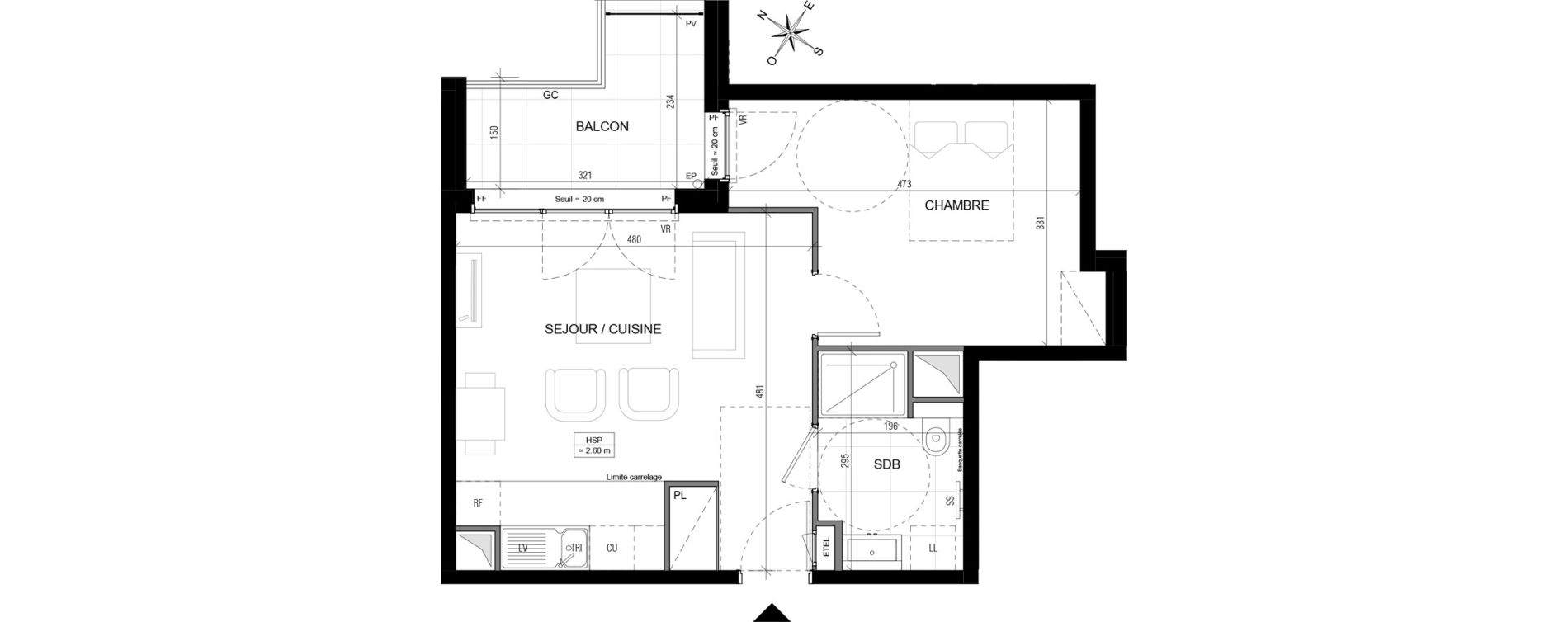 Appartement T2 de 41,36 m2 &agrave; Vanves Centre