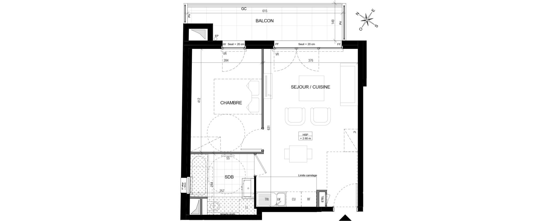 Appartement T2 de 41,57 m2 &agrave; Vanves Centre