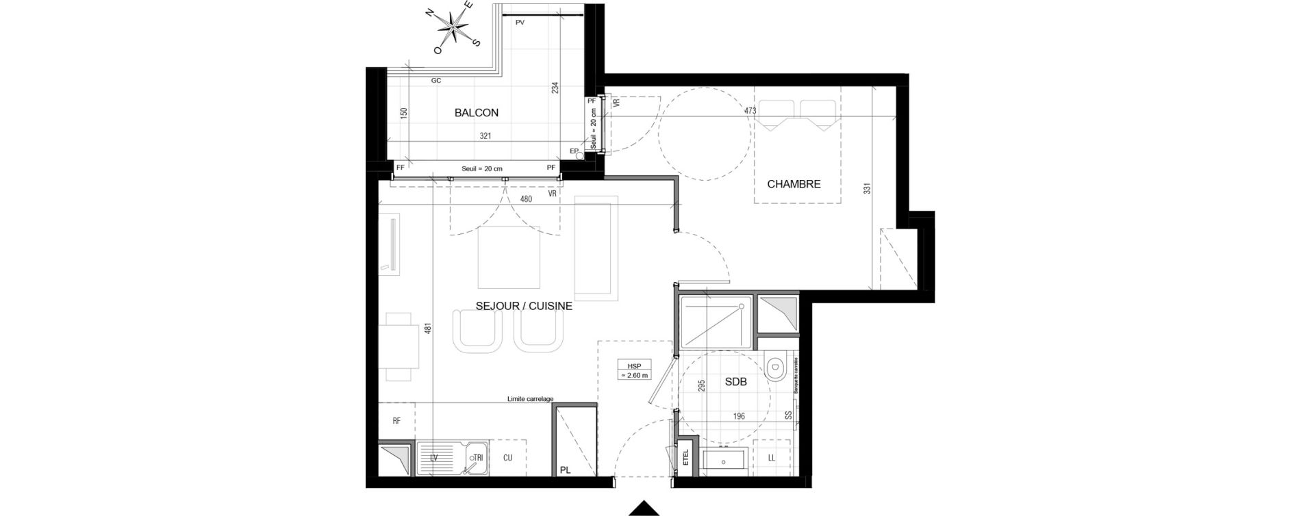 Appartement T2 de 41,35 m2 &agrave; Vanves Centre