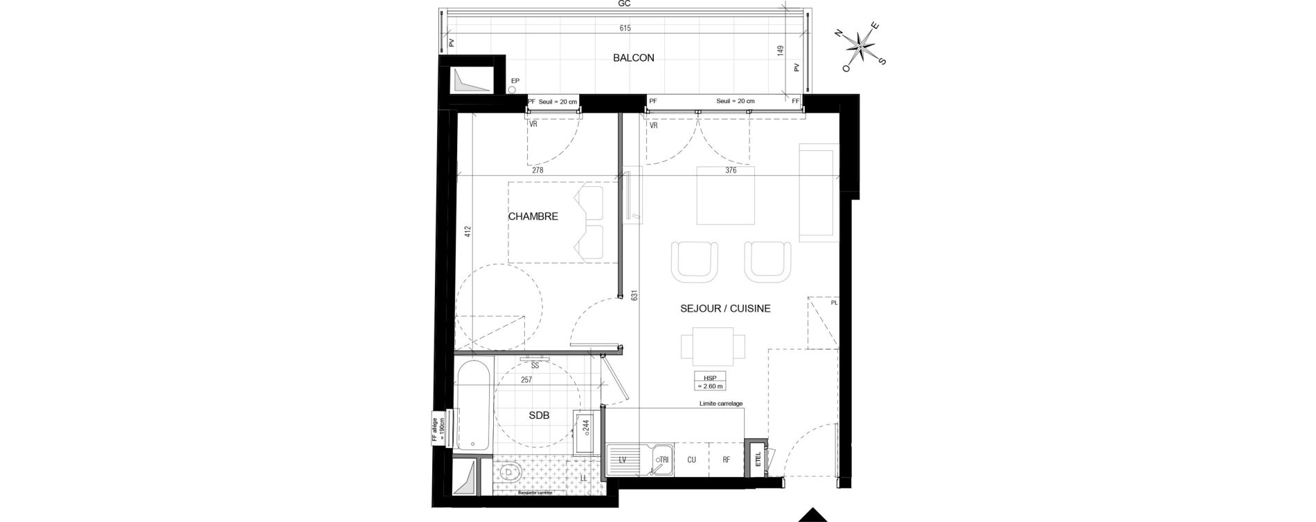Appartement T2 de 41,57 m2 &agrave; Vanves Centre