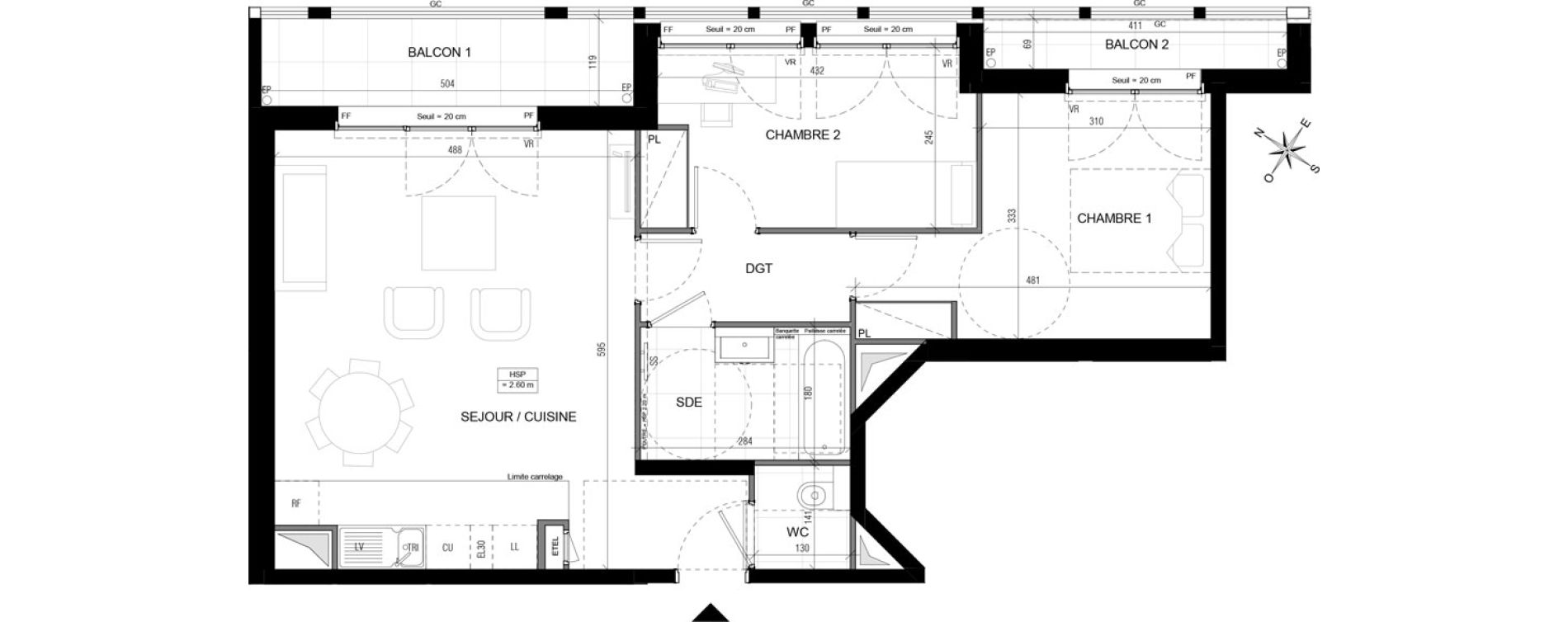 Appartement T3 de 64,06 m2 &agrave; Vanves Centre