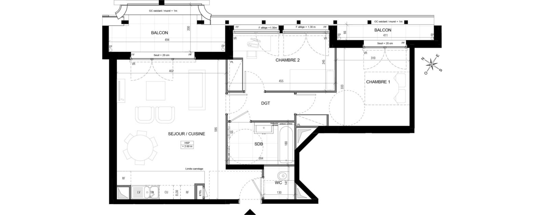 Appartement T3 de 62,66 m2 &agrave; Vanves Centre