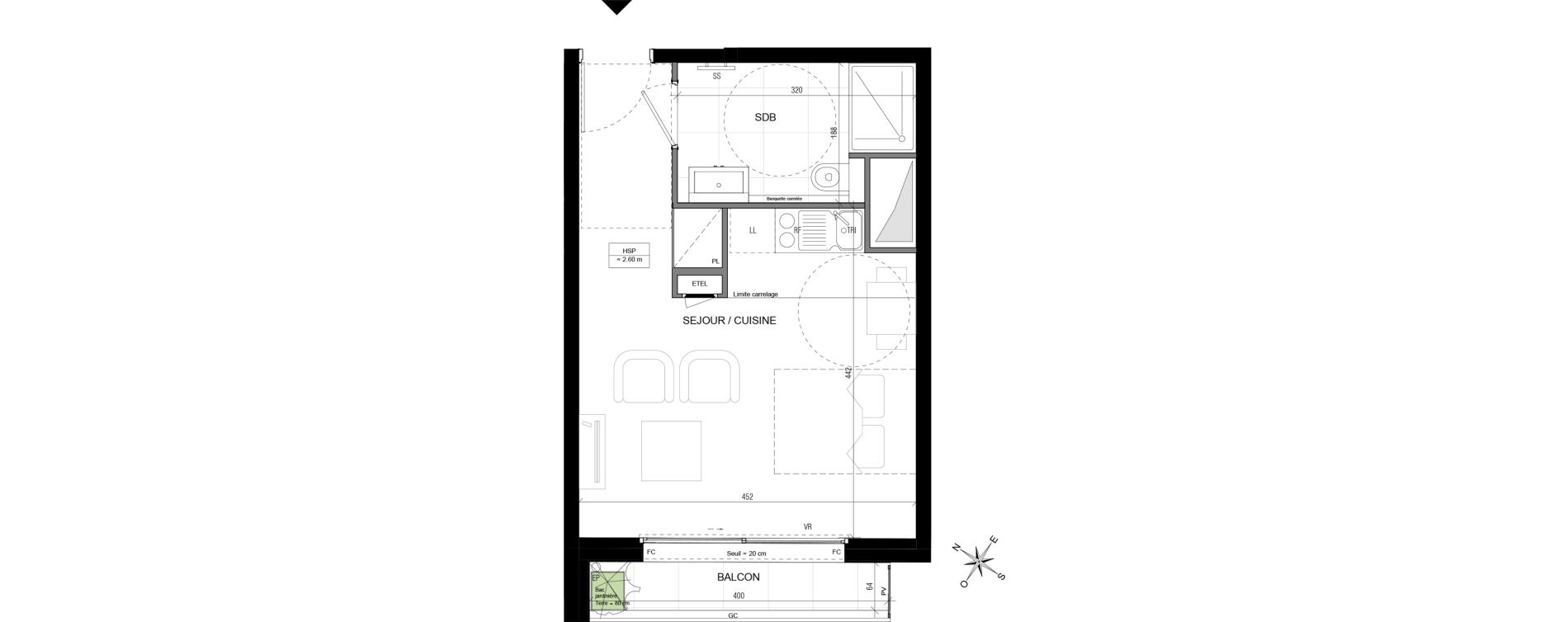 Appartement T1 de 27,32 m2 &agrave; Vanves Centre