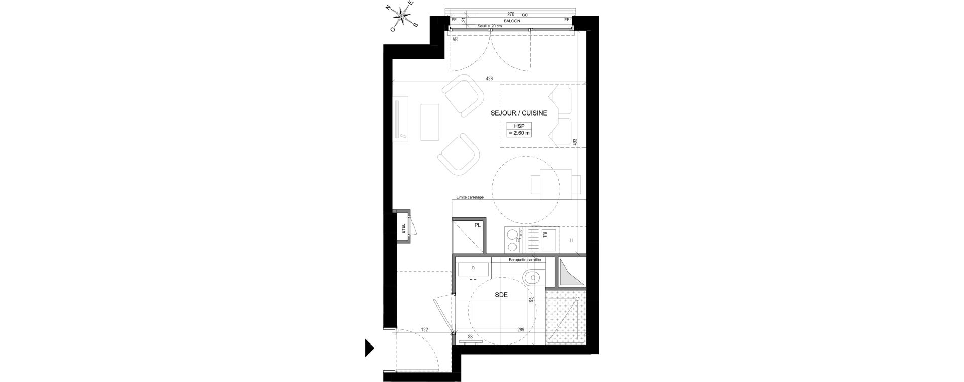 Appartement T1 de 28,38 m2 &agrave; Vanves Centre