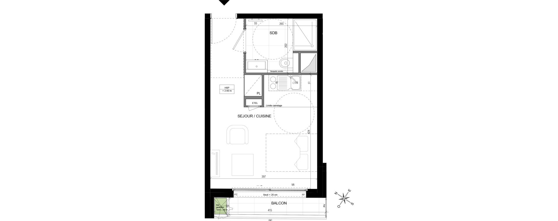 Appartement T1 de 23,87 m2 &agrave; Vanves Centre