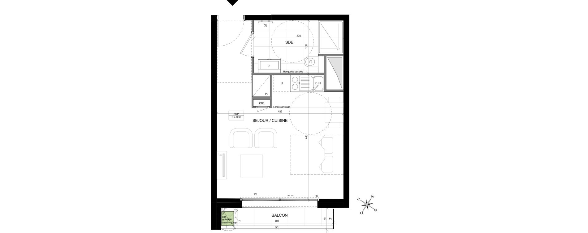 Appartement T1 de 27,31 m2 &agrave; Vanves Centre