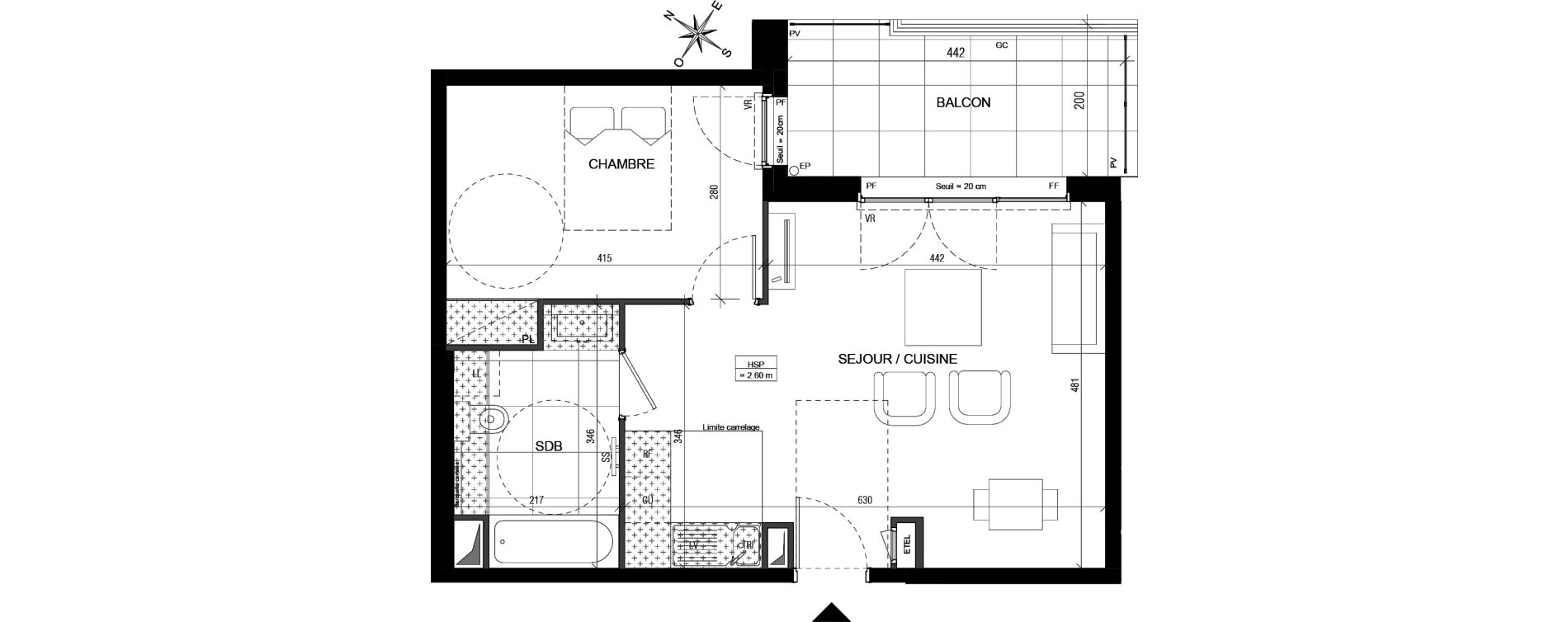Appartement T2 de 46,06 m2 &agrave; Vanves Centre