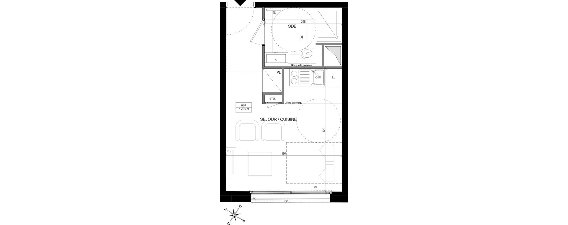 Appartement T1 de 23,71 m2 &agrave; Vanves Centre