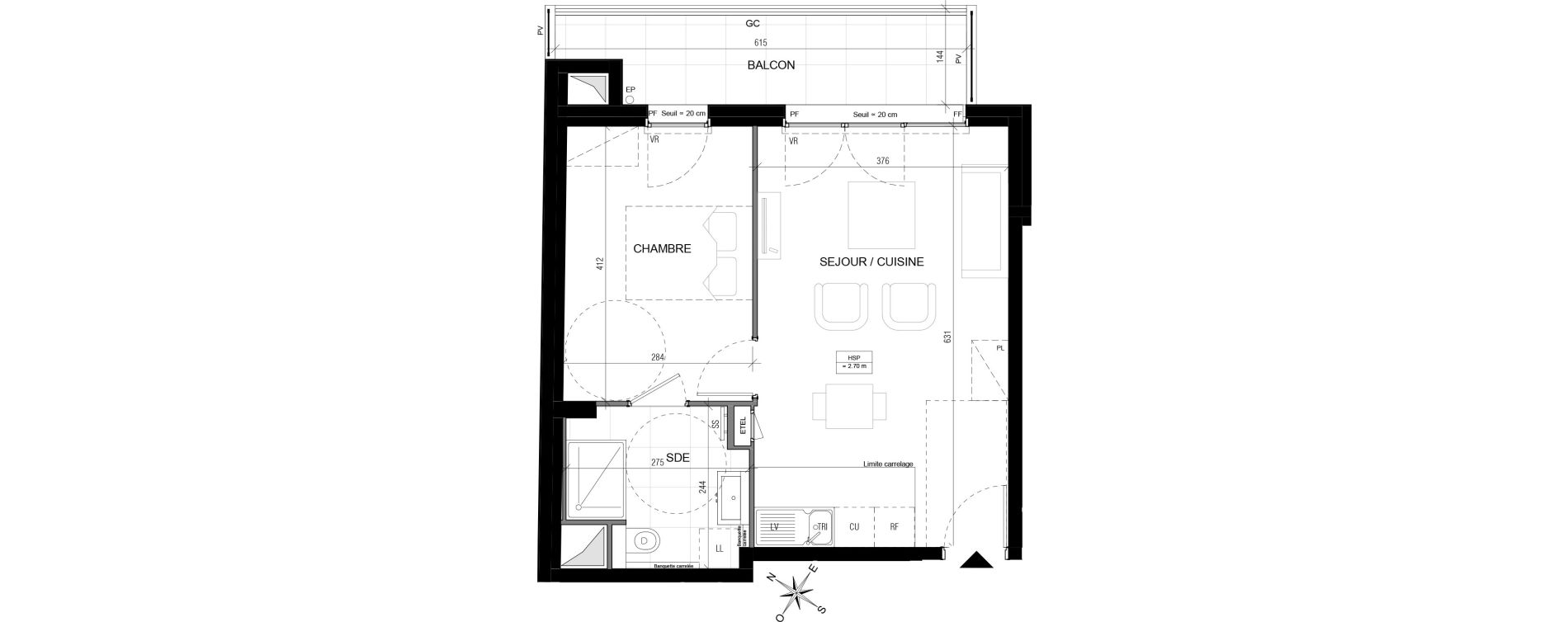 Appartement T2 de 41,25 m2 &agrave; Vanves Centre