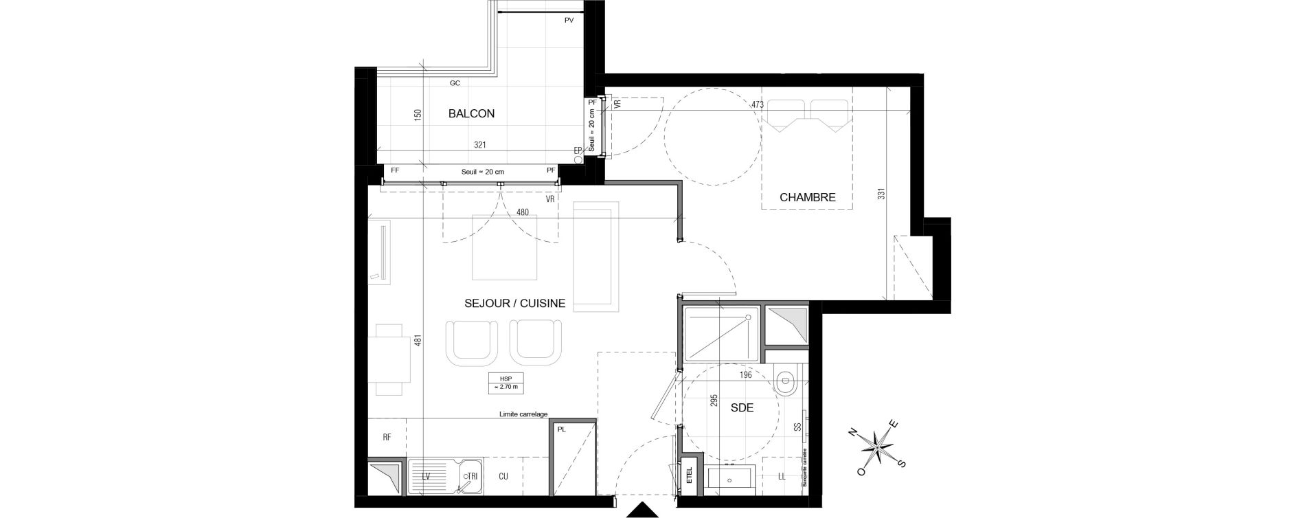 Appartement T2 de 41,36 m2 &agrave; Vanves Centre