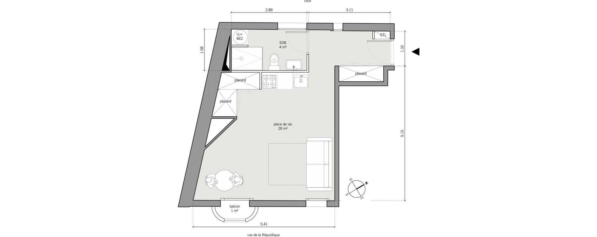 Appartement T1 de 33,00 m2 &agrave; Vanves Centre