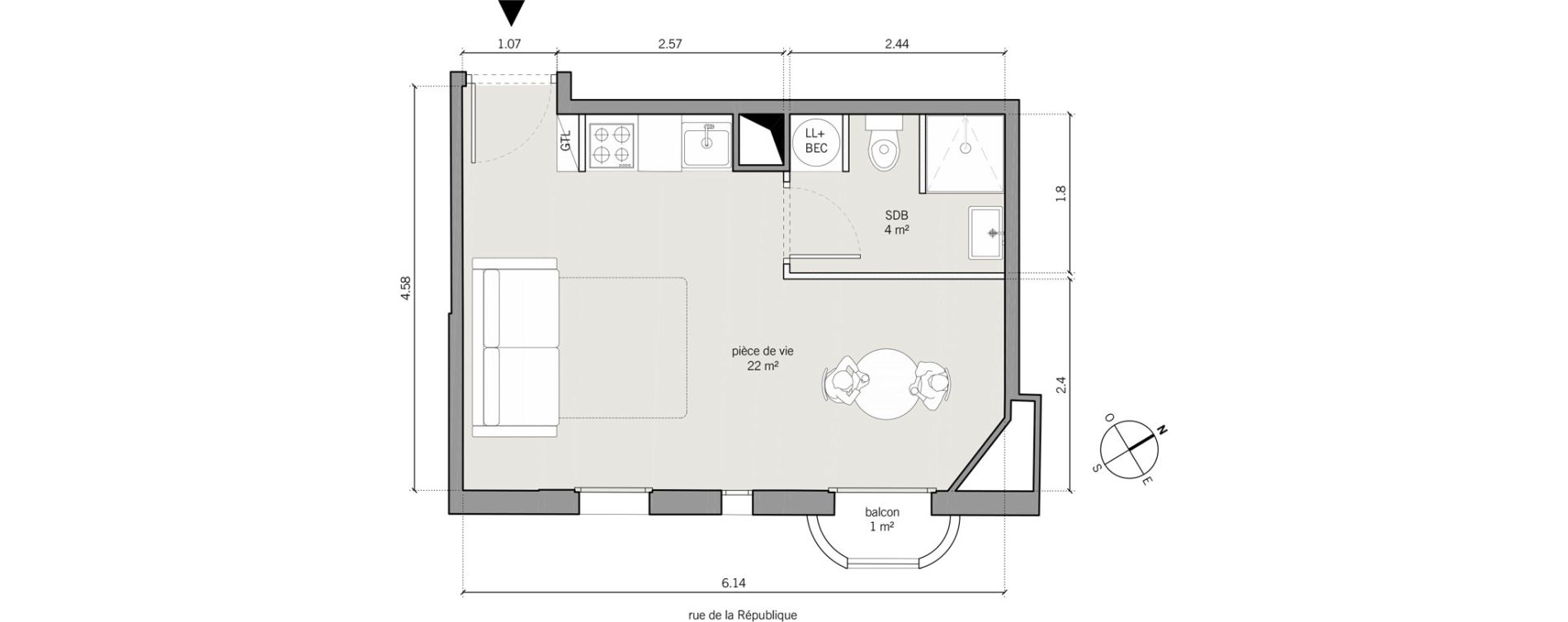Appartement T1 de 26,00 m2 &agrave; Vanves Centre