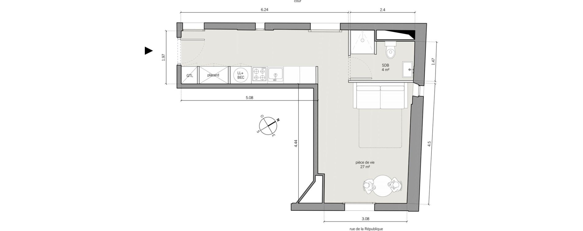 Appartement T1 de 31,00 m2 &agrave; Vanves Centre