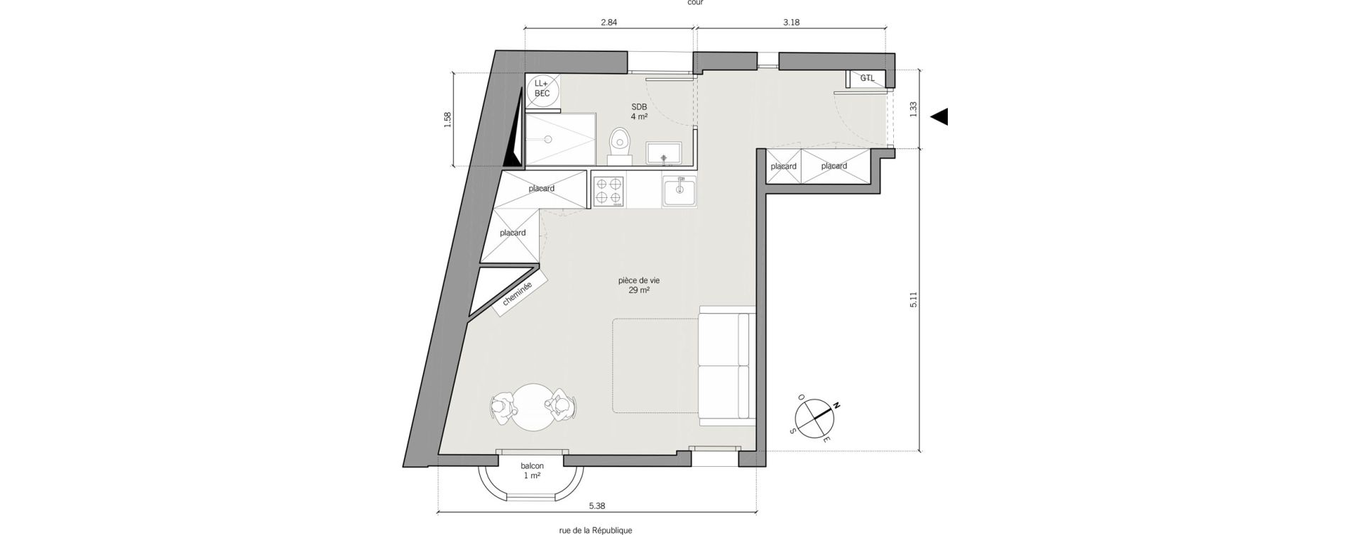 Appartement T1 de 33,00 m2 &agrave; Vanves Centre