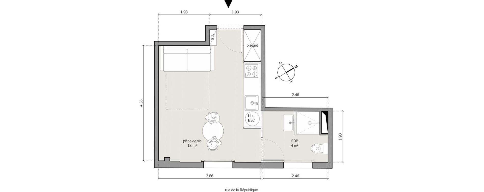 Appartement T1 de 22,00 m2 &agrave; Vanves Centre