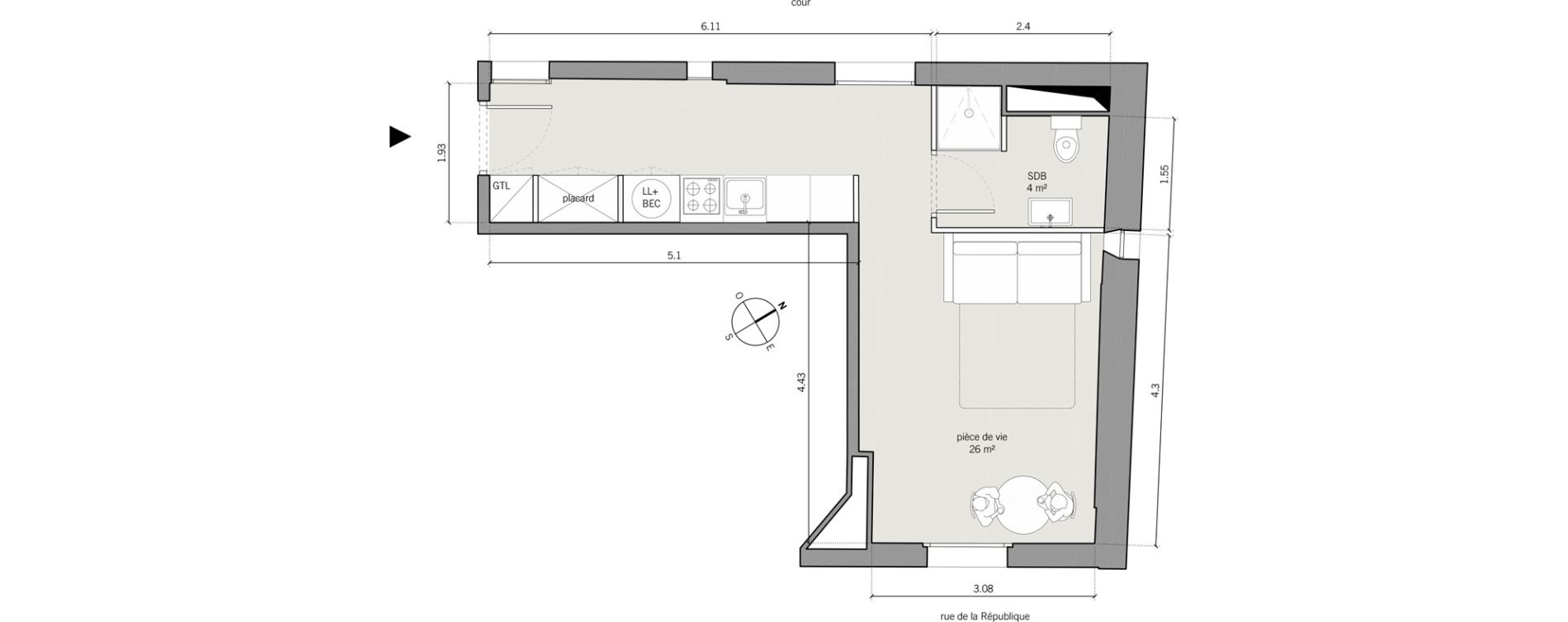 Appartement T1 de 30,00 m2 &agrave; Vanves Centre