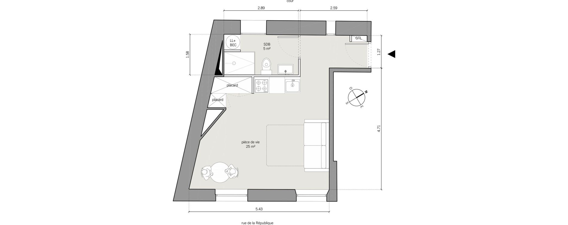 Appartement T1 de 30,00 m2 &agrave; Vanves Centre