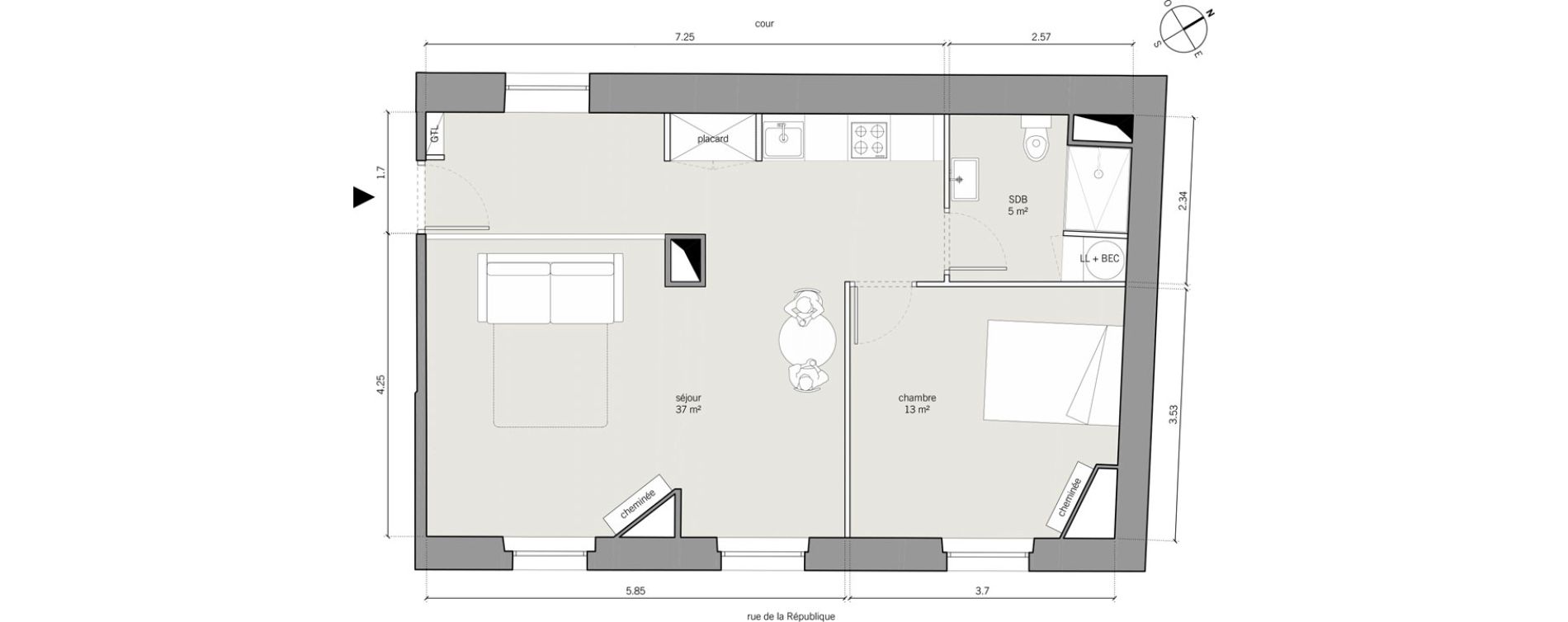 Appartement T2 de 55,00 m2 &agrave; Vanves Centre